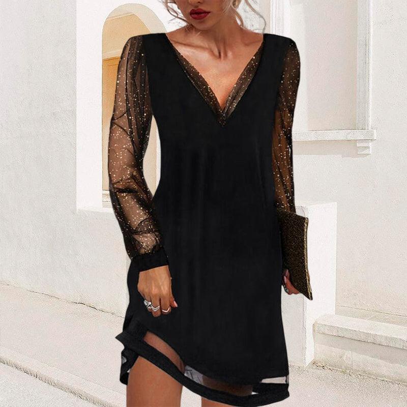 Matilda Formal Mini Dress With Sheer Sleeves