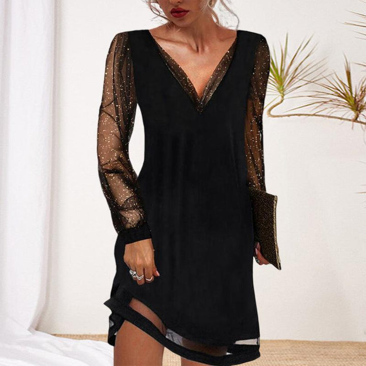 Matilda Formal Mini Dress With Sheer Sleeves