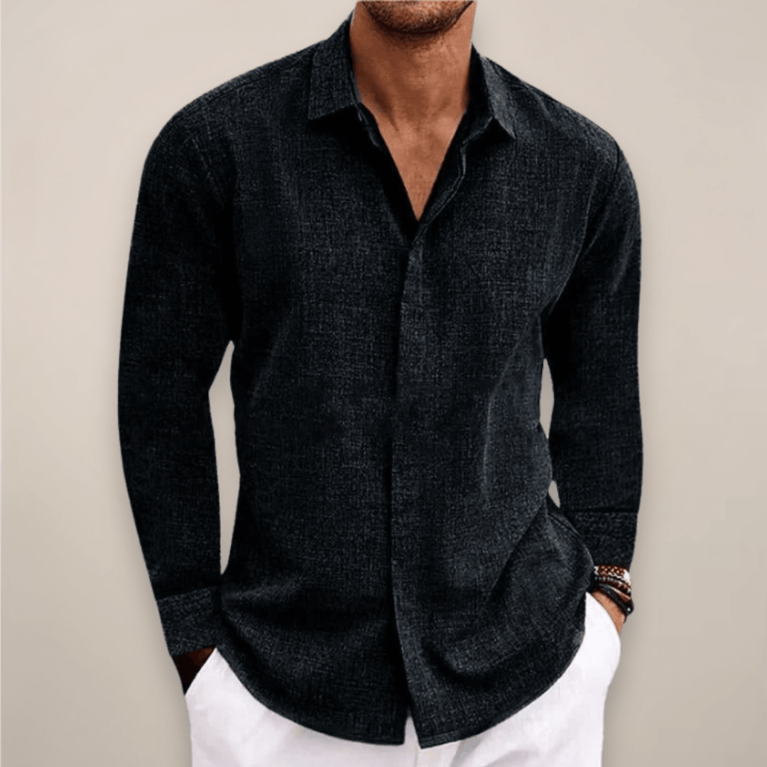 Men’s Linen Long Sleeve Shirt – Classic Button-Up with Tailored Fit