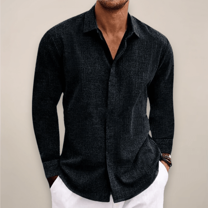 Men’s Linen Long Sleeve Shirt – Classic Button-Up with Tailored Fit