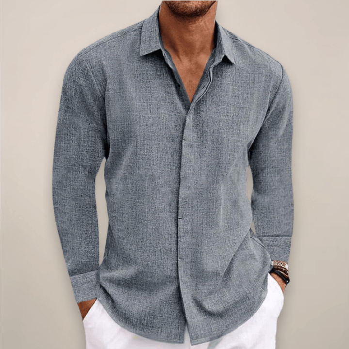 Men’s Linen Long Sleeve Shirt – Classic Button-Up with Tailored Fit