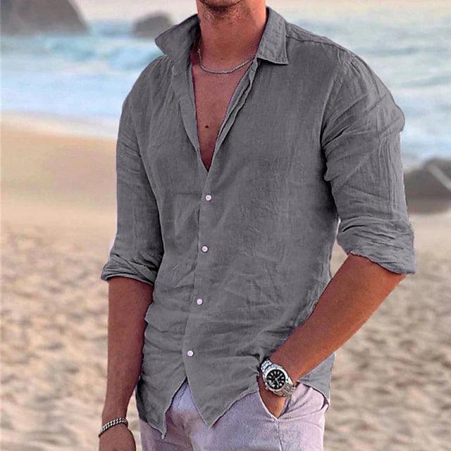 Men’s Linen Long Sleeve Shirt – Spring, Summer