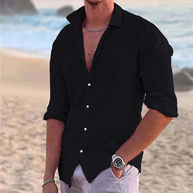 Men’s Linen Long Sleeve Shirt – Spring, Summer