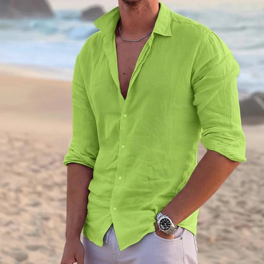 Men’s Linen Long Sleeve Shirt – Spring, Summer
