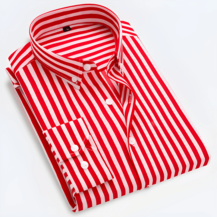 Men’s Striped Long Sleeve Shirt – Smart Casual Button-Up in Multiple Colours