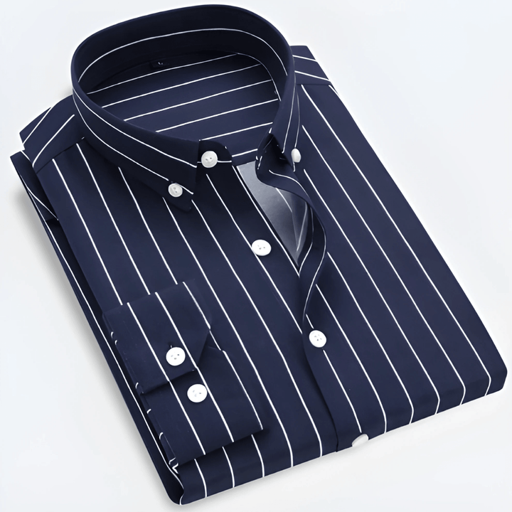 Men’s Striped Long Sleeve Shirt – Smart Casual Button-Up in Multiple Colours
