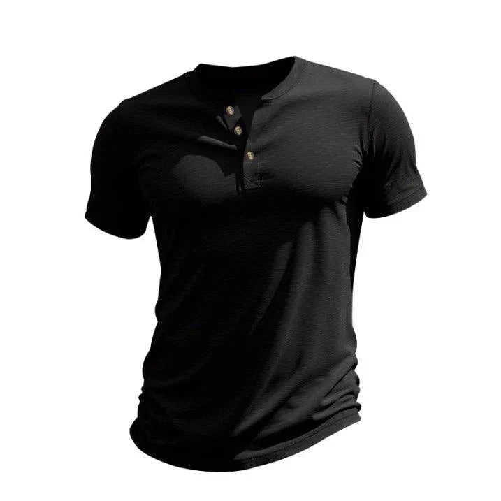Joshua | Men's Short Sleeve Henley Shirt with Button Placket