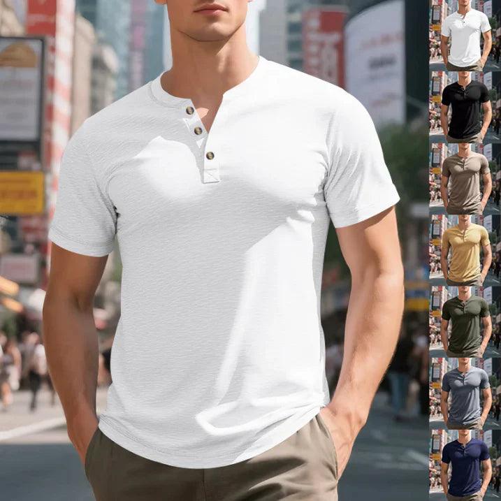 Joshua | Men's Short Sleeve Henley Shirt with Button Placket