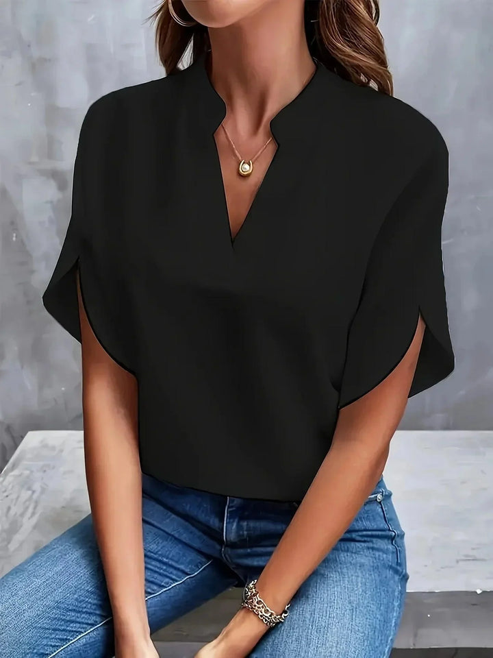Thalia | Women's Short Sleeve V-Neck Sophisticated Blouse