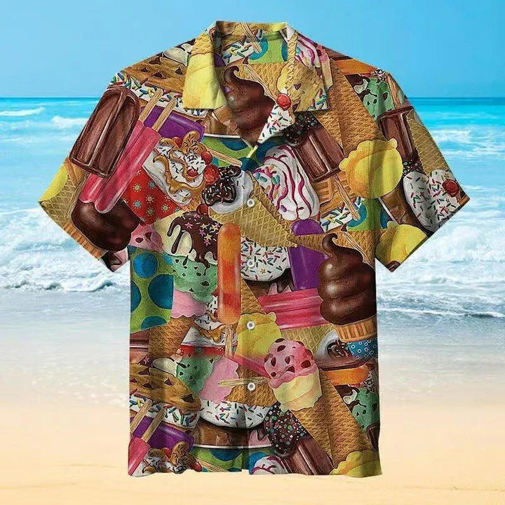 Barnaby | Men's Short Sleeve Hawaiian Shirt with Ice Cream Print