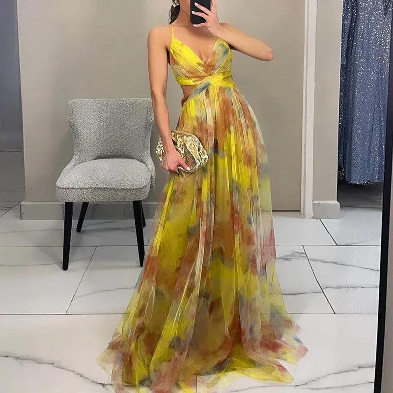 Kelly | Women’s Glamorous Maxi Wedding Guest Dress with V-Neck