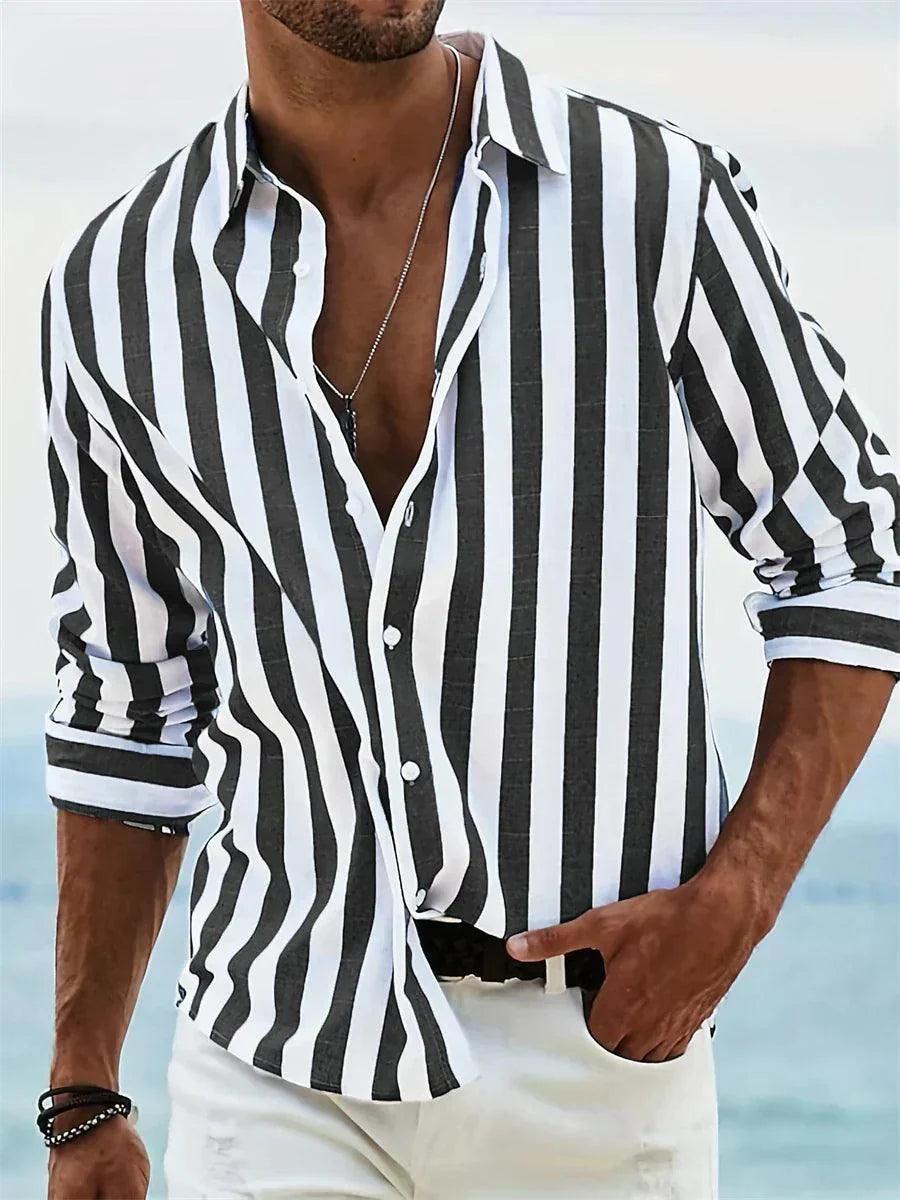 Archie | Men’s Casual Striped Summer Shirt with Button Front