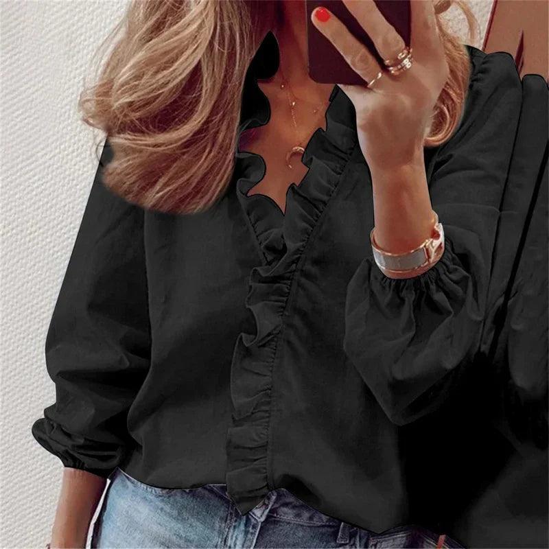 Lexi | Women's Short Sleeve Linen V-Neck Blouse