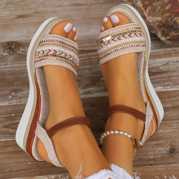 Barbara | Women's Sparkly Platform Wedge Sandals