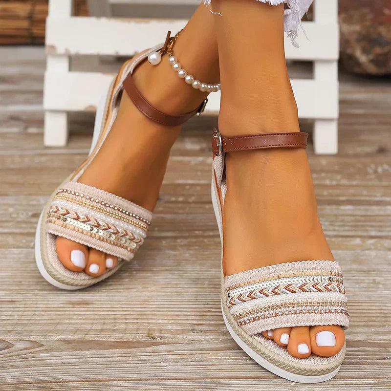 Barbara | Women's Sparkly Platform Wedge Sandals