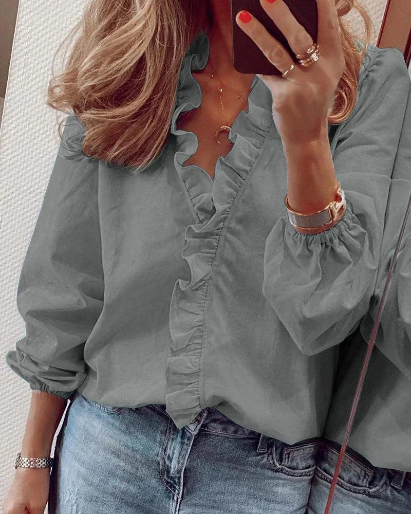 Lexi | Women's Short Sleeve Linen V-Neck Blouse