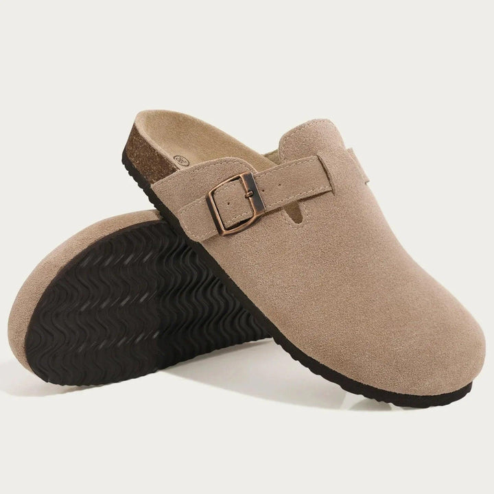 Max | Men’s Casual Suede Clog Mules with Buckle Strap