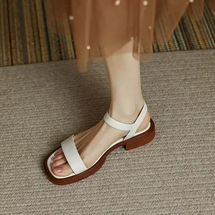 Women’s Black Flat Sandals – Open Toe Ankle Strap Comfort Sandals for Summer Casual Vacation