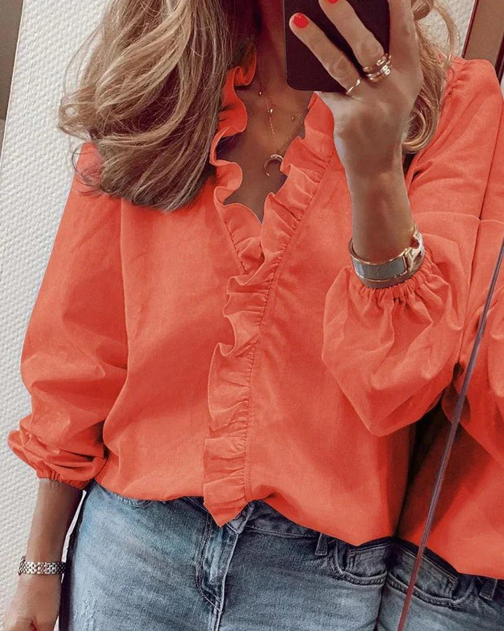 Lexi | Women's Short Sleeve Linen V-Neck Blouse