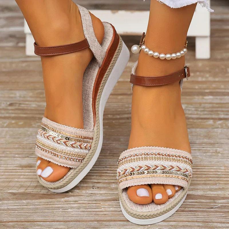 Barbara | Women's Sparkly Platform Wedge Sandals