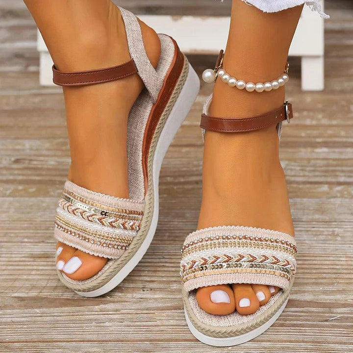 Barbara | Women's Sparkly Platform Wedge Sandals