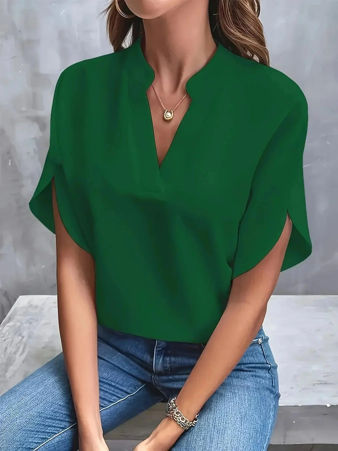 Thalia | Women's Short Sleeve V-Neck Sophisticated Blouse