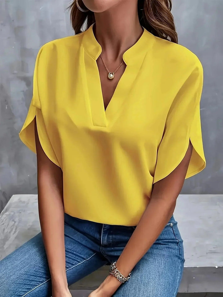 Thalia | Women's Short Sleeve V-Neck Sophisticated Blouse
