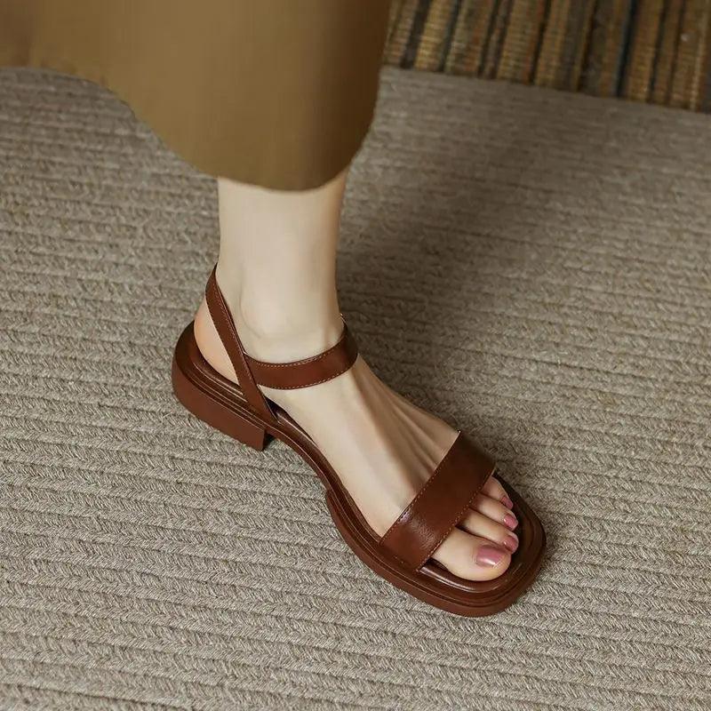 Women’s Black Flat Sandals – Open Toe Ankle Strap Comfort Sandals for Summer Casual Vacation