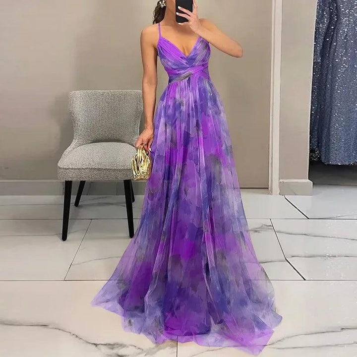 Kelly | Women’s Glamorous Maxi Wedding Guest Dress with V-Neck