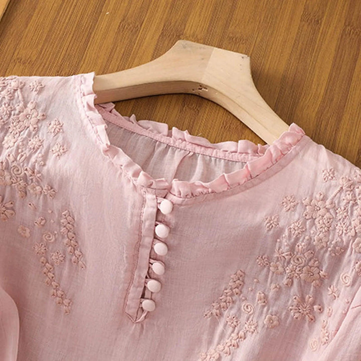 Suzanne | Women's Long Sleeve Floral Embroidered Blouse