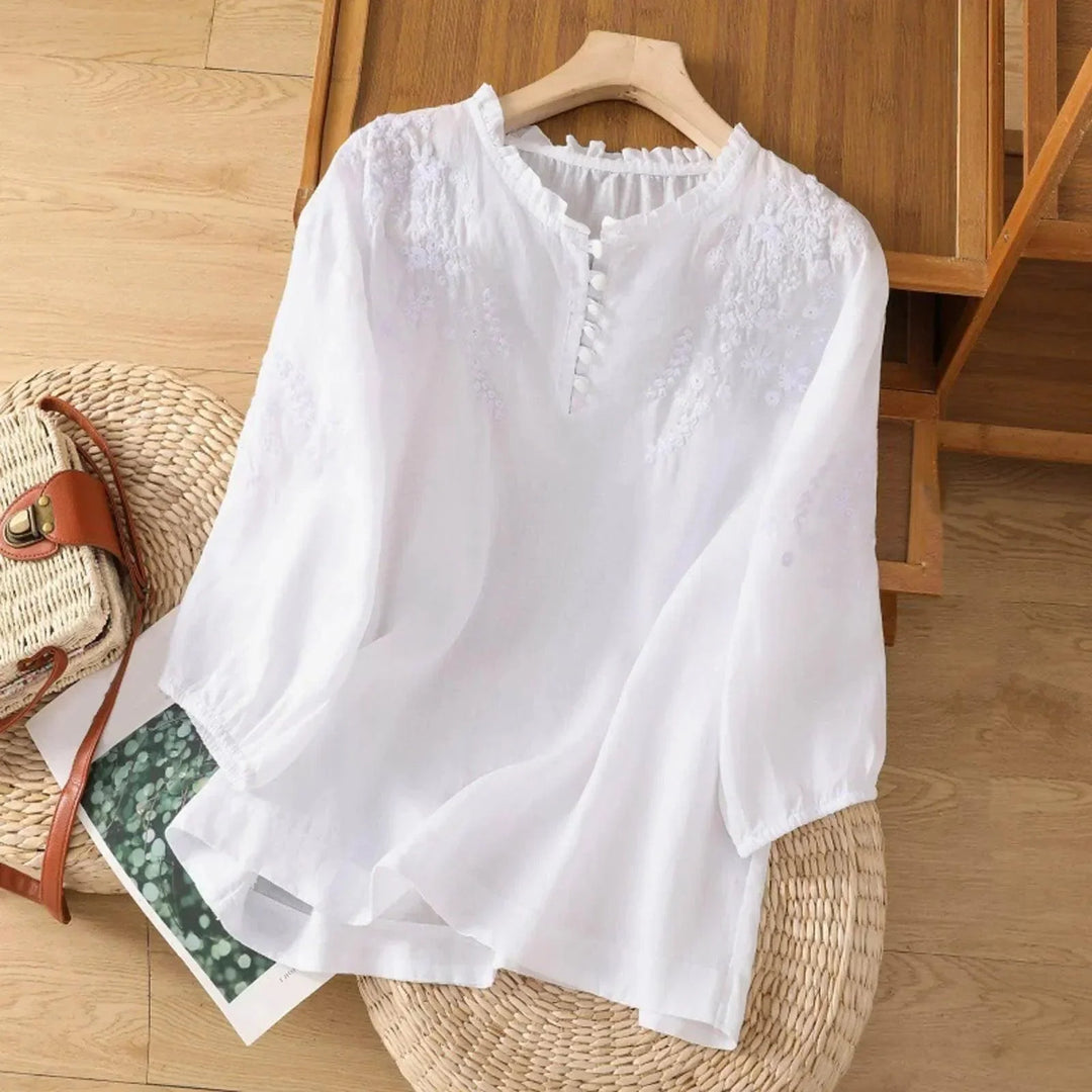 Suzanne | Women's Long Sleeve Floral Embroidered Blouse