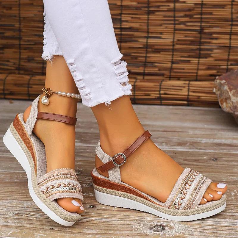Barbara | Women's Sparkly Platform Wedge Sandals