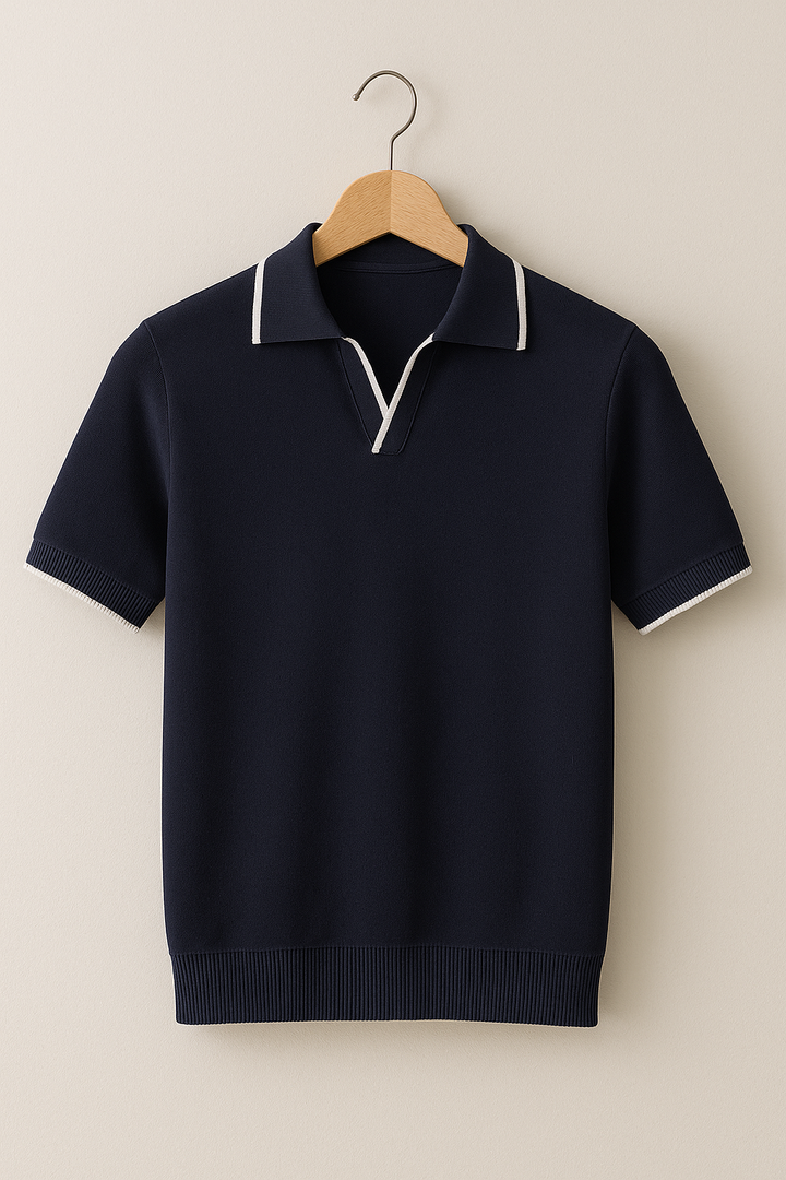 Justin | Men Slim Fit Knit Polo Shirt with Contrast Trim