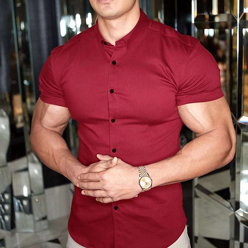 Men's Slim Fit Short Sleeve Casual Shirt