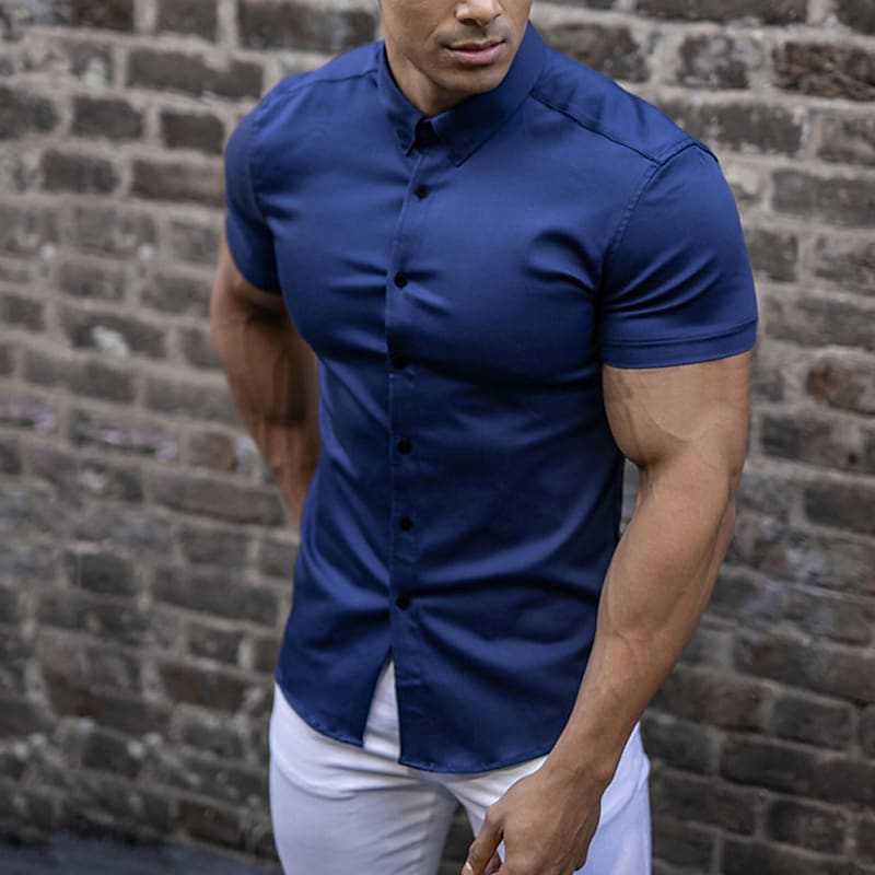 Men's Slim Fit Short Sleeve Casual Shirt