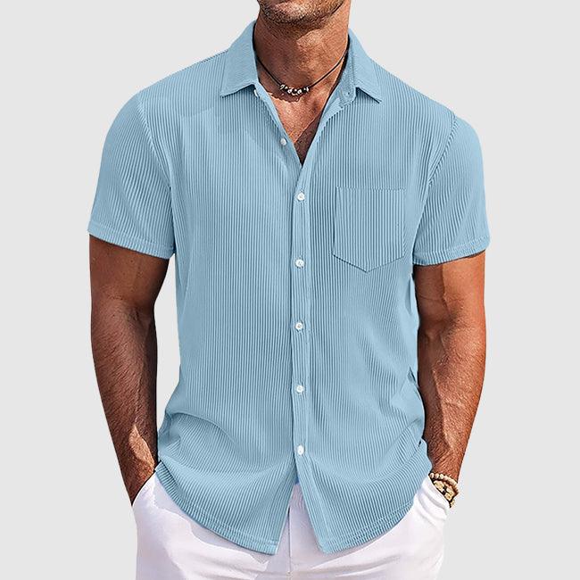 Miles | Men’s Textured Short Sleeve Shirt with Button Front