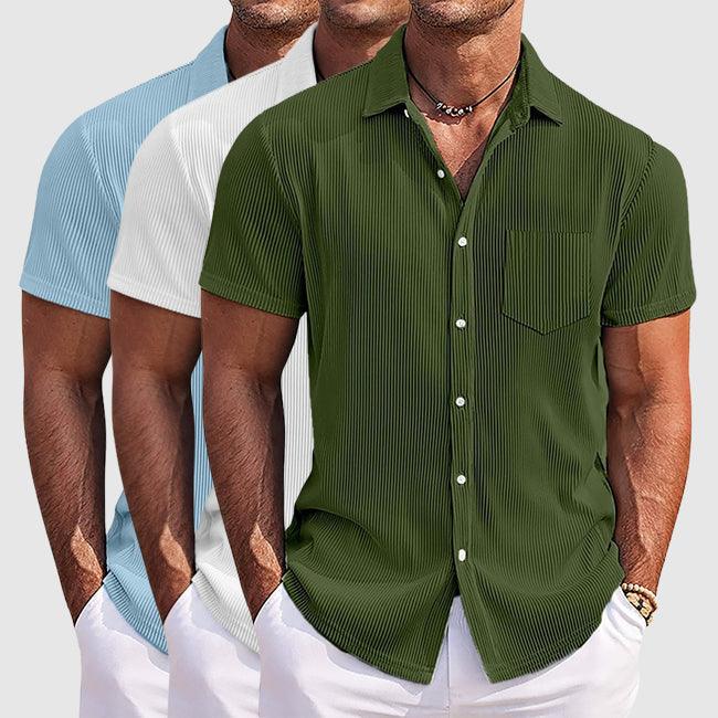 Miles | Men’s Textured Short Sleeve Shirt with Button Front