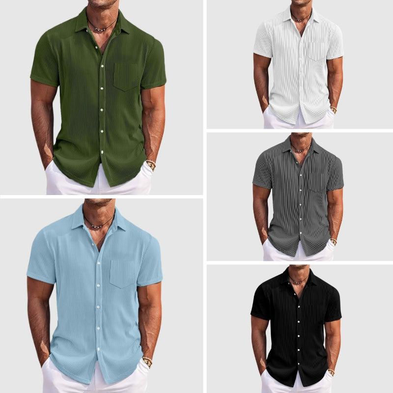 Miles | Men’s Textured Short Sleeve Shirt with Button Front