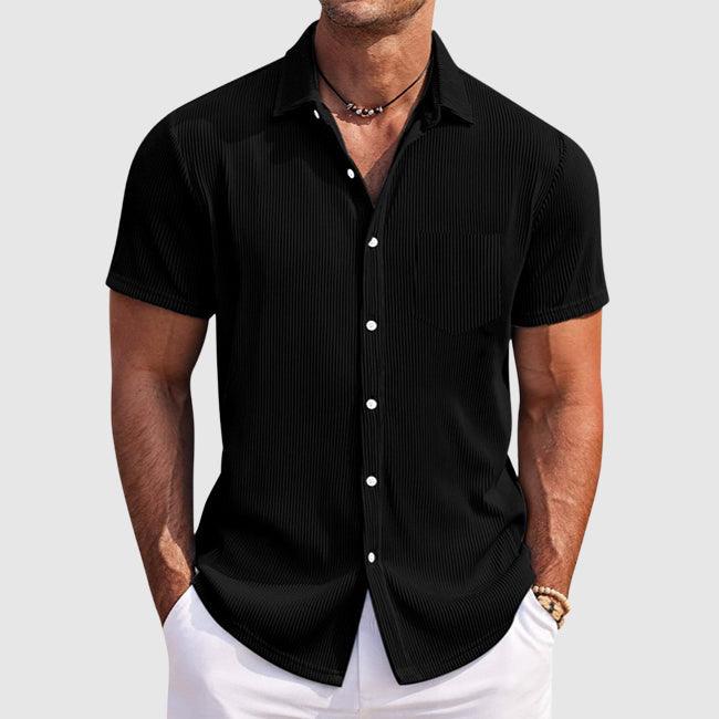 Miles | Men’s Textured Short Sleeve Shirt with Button Front