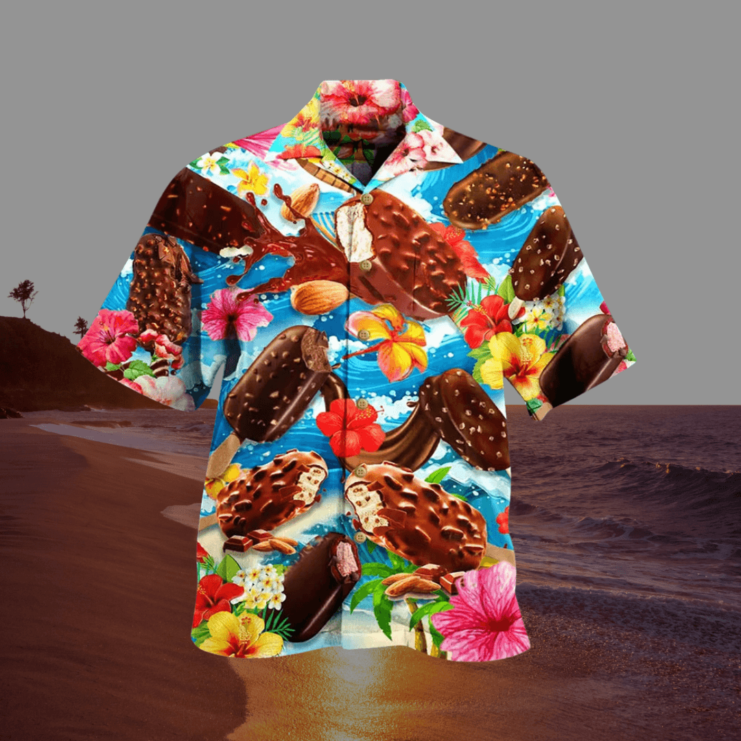 Barnaby | Men's Short Sleeve Hawaiian Shirt with Ice Cream Print