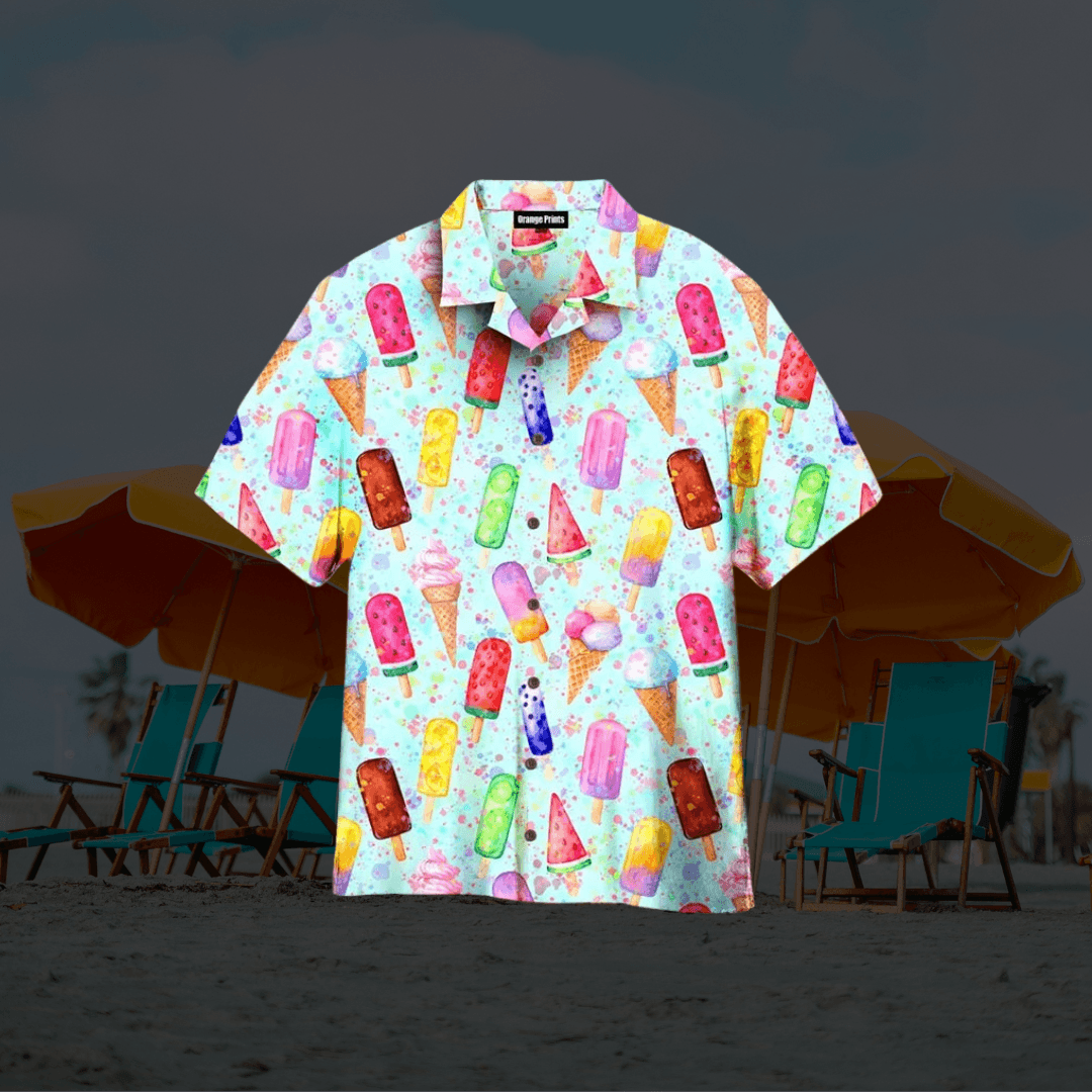 Barnaby | Men's Short Sleeve Hawaiian Shirt with Ice Cream Print