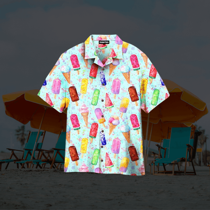 Barnaby | Men's Short Sleeve Hawaiian Shirt with Ice Cream Print