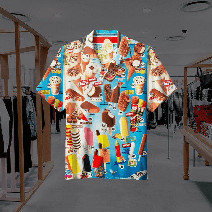 Barnaby | Men's Short Sleeve Hawaiian Shirt with Ice Cream Print
