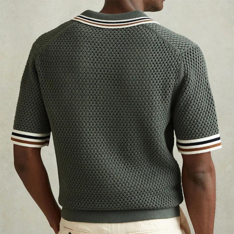 Vintage Men's Shirt – Breathable Hollow-Out Design for Casual Summer Outings