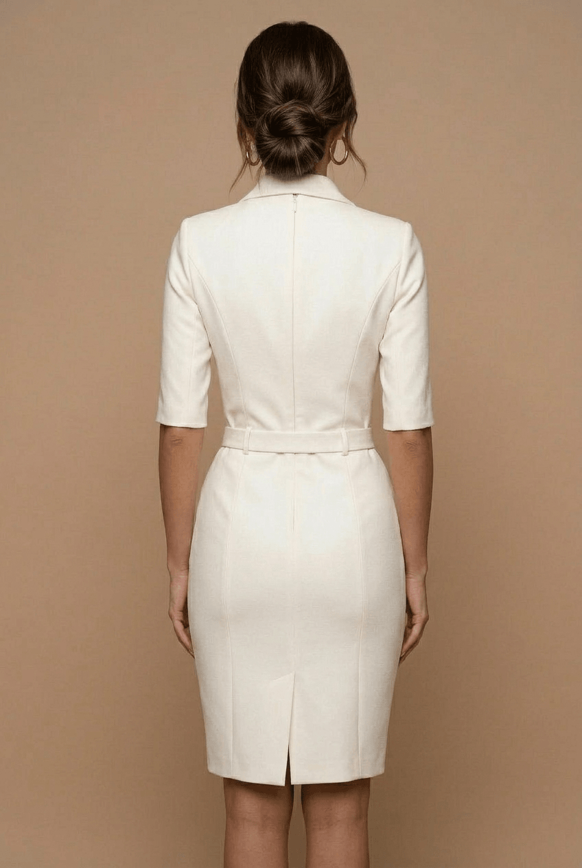 Women's Blazer Mini Dress - Belted Bodycon - Three-Quarter Sleeve