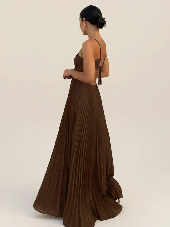Women's Halter Backless Pleated Maxi Dress