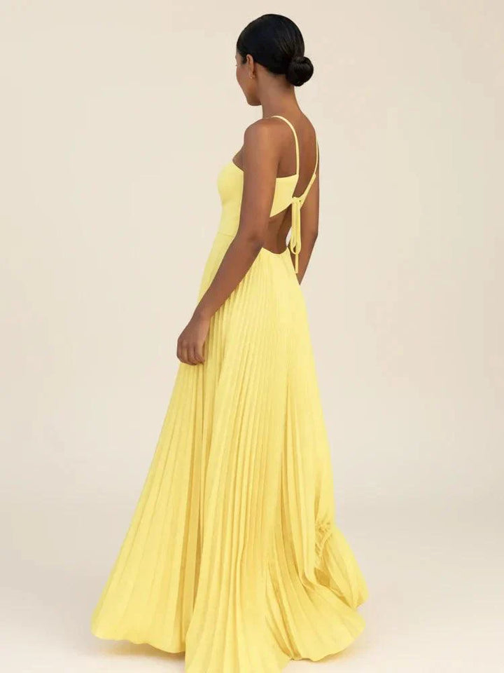 Women's Halter Backless Pleated Maxi Dress