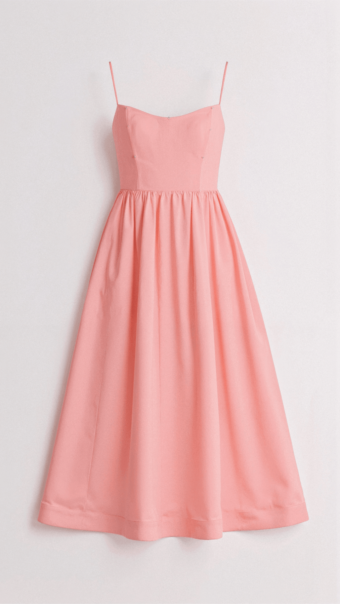 Women's Midi Dress - Spaghetti Strap Scoop Neck Gathered A-Line Skirt