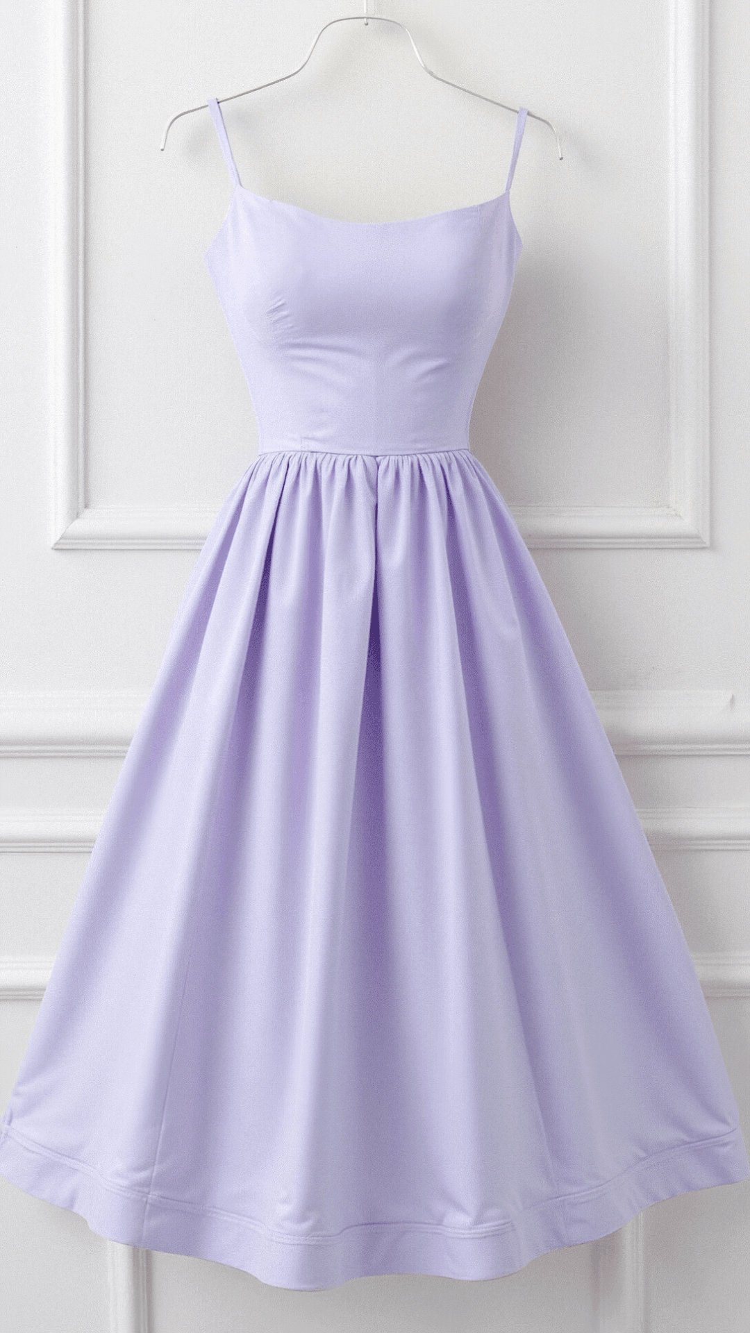 Women's Midi Dress - Spaghetti Strap Scoop Neck Gathered A-Line Skirt