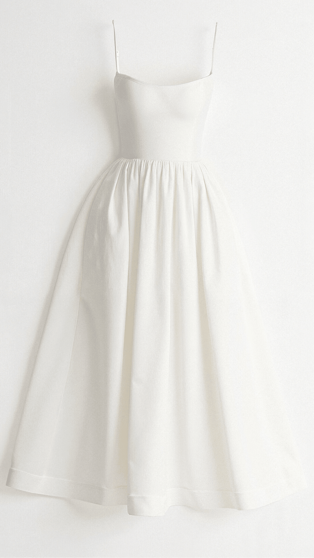 Women's Midi Dress - Spaghetti Strap Scoop Neck Gathered A-Line Skirt